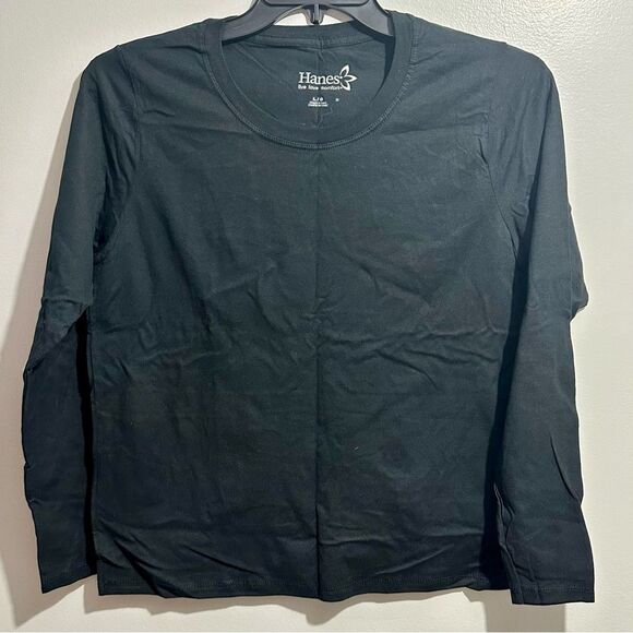 Hanes Black Long Sleeve Tee (1045) - Picture 1 of 2